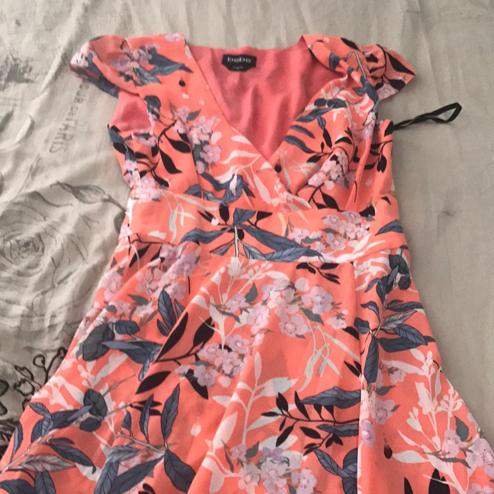 Bebe coral floral maxi dress